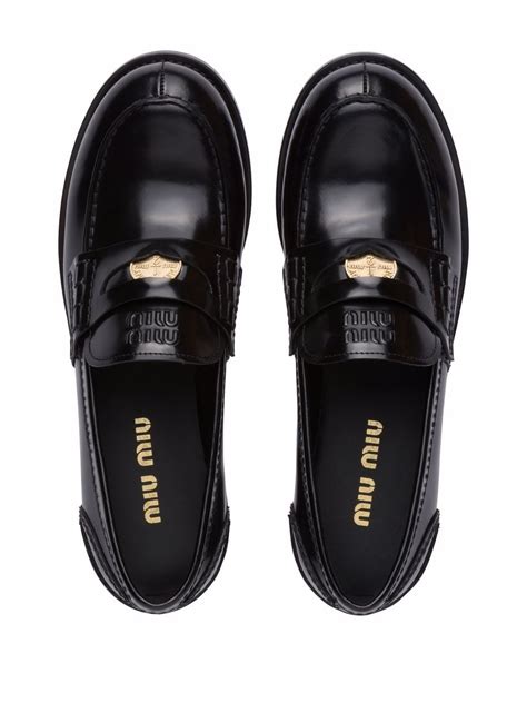 miu miu leather loafers|farfetch miumiu loafers.